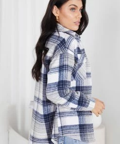 Miracle Fashion Mikoly Shirt Jacket - Blue Check 11 Miracle Fashion Mikoly Shirt Jacket - Blue Check
