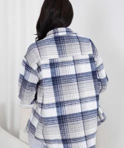 Miracle Fashion Mikoly Shirt Jacket - Blue Check
