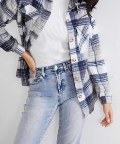 Miracle Fashion Mikoly Shirt Jacket - Blue Check 12 Miracle Fashion Mikoly Shirt Jacket - Blue Check