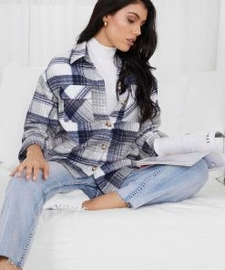 Miracle Fashion Mikoly Shirt Jacket - Blue Check 14 Miracle Fashion Mikoly Shirt Jacket - Blue Check