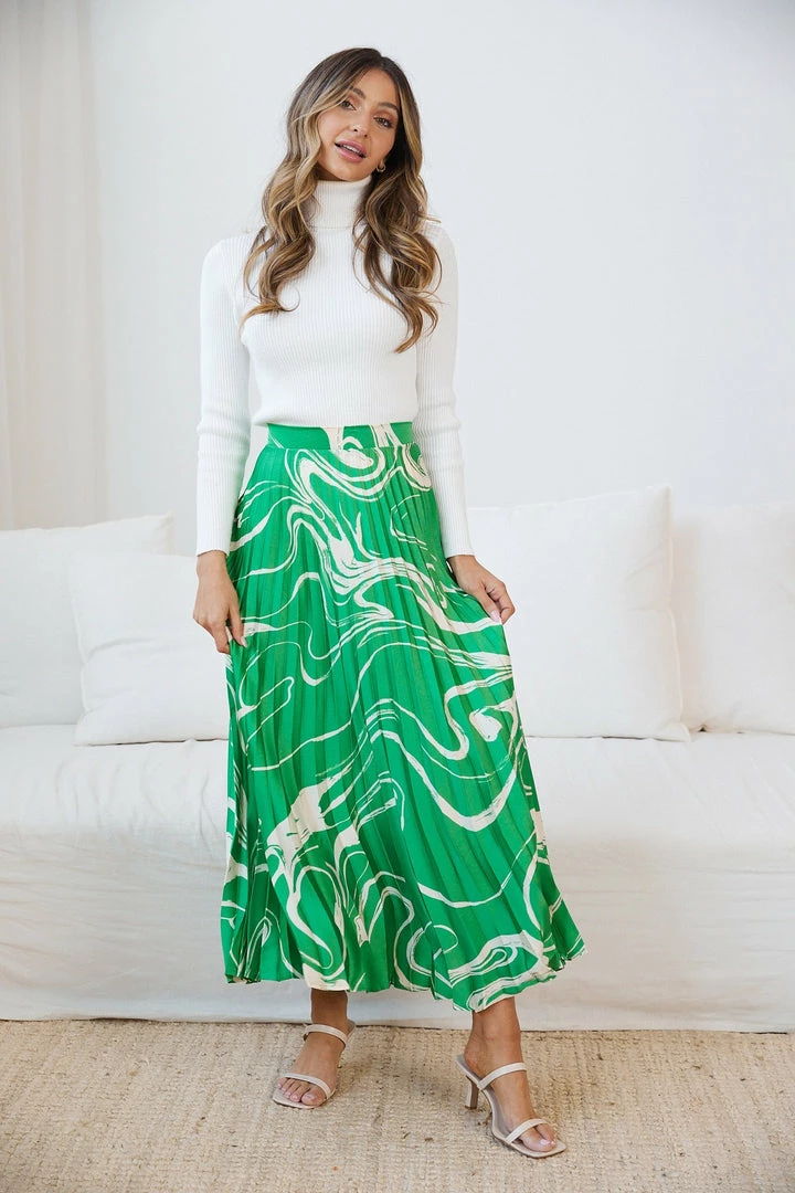 Spicy Sugar Naarah Skirt - Green Print 3 Spicy Sugar Naarah Skirt - Green Print