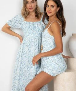 Style Box CLOTHING Nichola Playsuit - Blue Floral