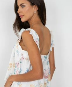 Desire Noella Top - White Floral CLOTHING