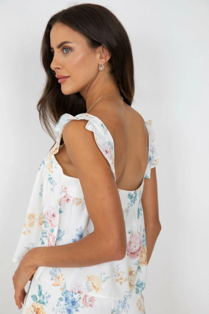Desire Noella Top - White Floral CLOTHING 4 Desire Noella Top - White Floral CLOTHING