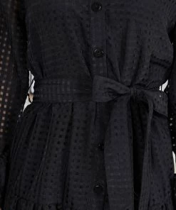 Sunny Girl Notepad Long Sleeve Dress - Black Casual Dresses