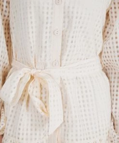 Sunny Girl Notepad Long Sleeve Dress - Cream