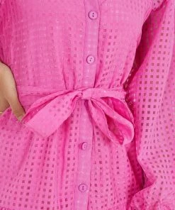 Sunny Girl Casual Dresses Notepad Long Sleeve Dress - Pink