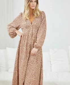 WeLove Fashion Nylia Dress - Mocha Print 12 WeLove Fashion Nylia Dress - Mocha Print