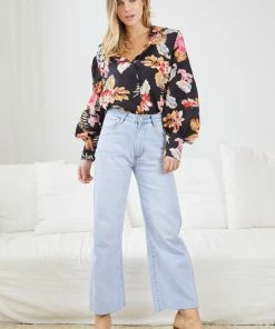 Style Box CLOTHING Odesha Shirt - Black Floral