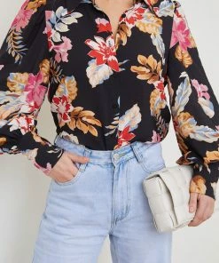 Style Box CLOTHING Odesha Shirt - Black Floral