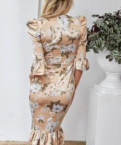 Pandjclothing Oprah Dress - Beige Floral 10 Pandjclothing Oprah Dress - Beige Floral