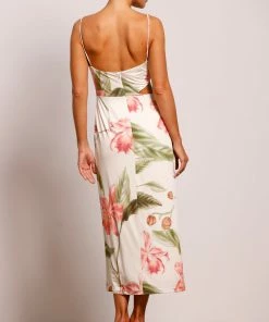 Pasduchas Palmarosa Twist Midi - Ivory Floral DRESSES