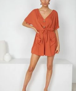 HQ Fashion CLOTHING Clava Playsuit - Rust