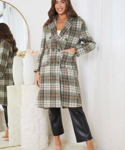 Pink Diamond Paislee Coat - Green Check