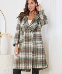 Pink Diamond Paislee Coat - Green Check
