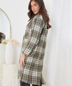 Pink Diamond Paislee Coat - Green Check