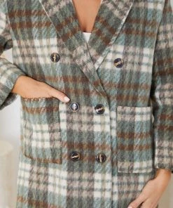 Pink Diamond Paislee Coat - Green Check