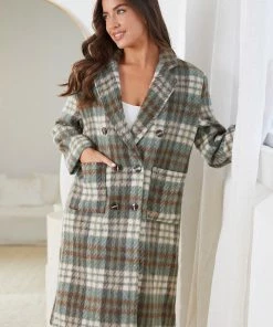 Pink Diamond Paislee Coat - Green Check