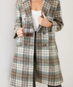 Pink Diamond Paislee Coat - Green Check