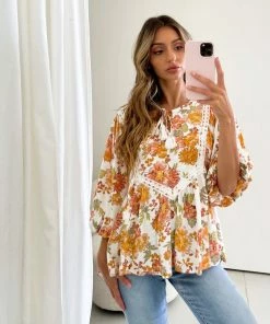 White Closet Maternity Dresses Peni Top - White Print