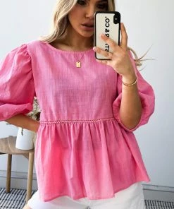 Ebby And I Tonya Top - Pink CLOTHING