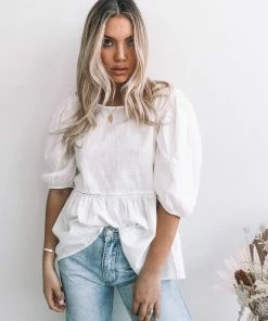 Ebby And I Tonya Top - White Maternity Dresses