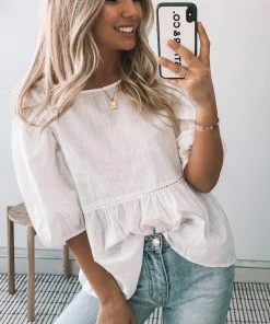 Ebby And I Tonya Top - White Maternity Dresses