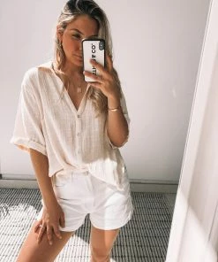 Desire Fraise Top - Beige CLOTHING