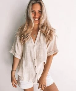 Desire Fraise Top - Beige CLOTHING