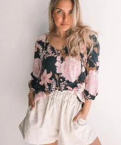 Label Of Love CLOTHING Marha Top - Navy Print