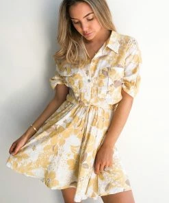 Wild Ginger DRESSES Sunflowered Dress - Yellow Print