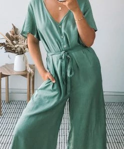 Miracle Fashion Tommy Jumpsuit - Sage Maternity Dresses