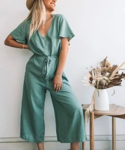 Miracle Fashion Tommy Jumpsuit - Sage Maternity Dresses