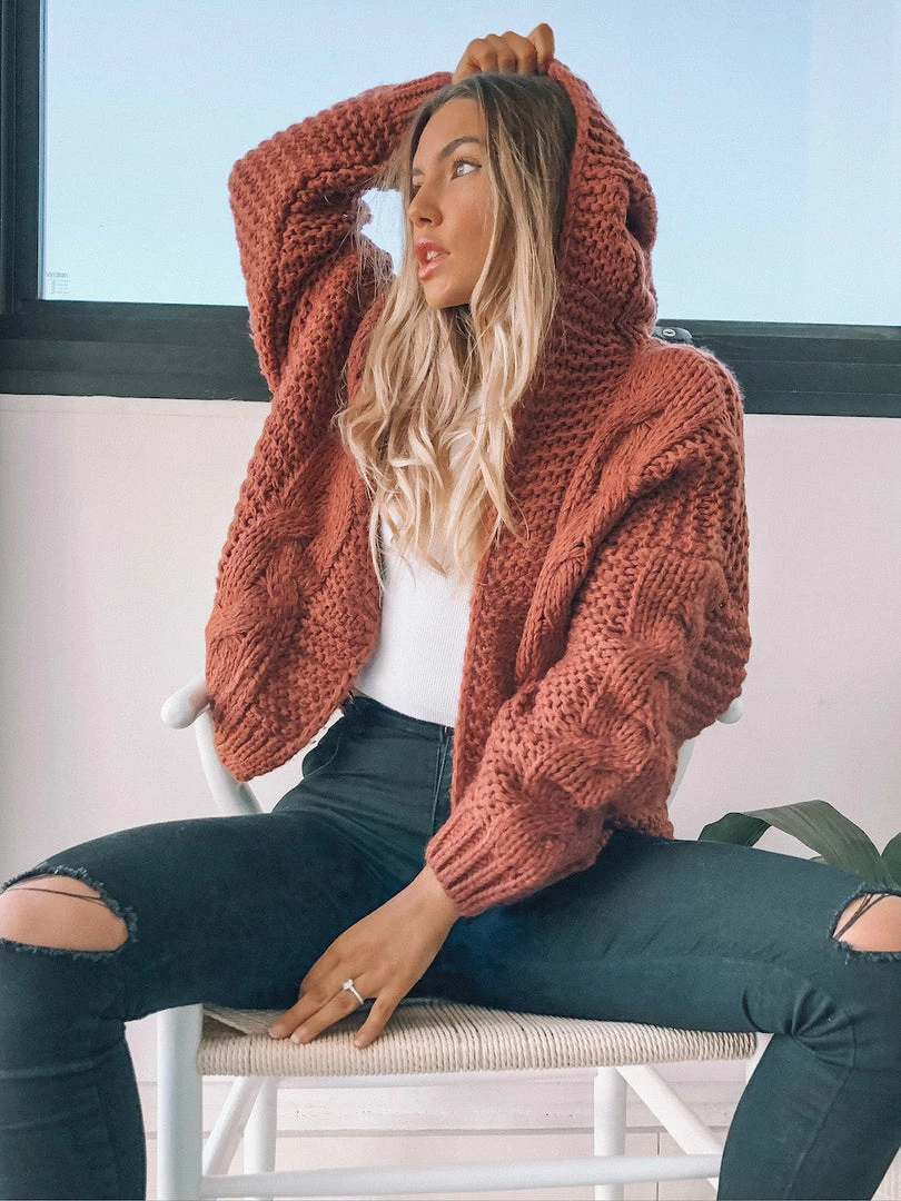 HQ Fashion CLOTHING Jorja Cardigan - Dark Rust 3 HQ Fashion CLOTHING Jorja Cardigan - Dark Rust
