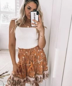 Miracle Fashion Enola Skirt - Mustard Print