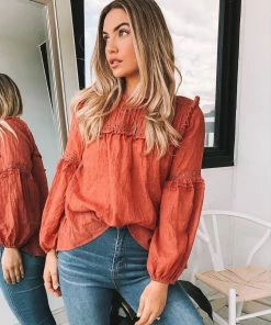 Rock Denim CLOTHING Honduras Top - Dark Rust