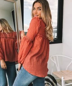 Rock Denim CLOTHING Honduras Top - Dark Rust