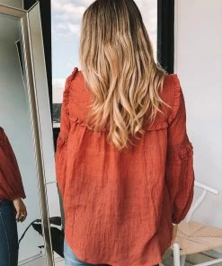 Rock Denim CLOTHING Honduras Top - Dark Rust