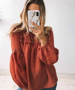 Rock Denim CLOTHING Honduras Top - Dark Rust