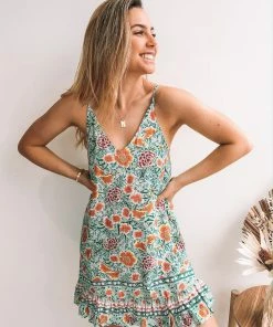 Style Box Narooma Dress - Sage Print DRESSES