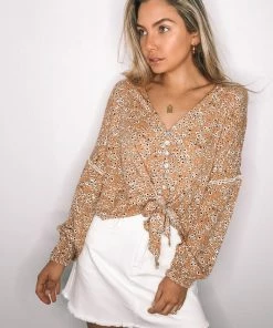 Rock Denim Easterly Top - Mustard Print CLOTHING