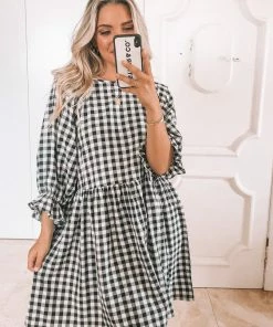 Ebby And I Vacation Dresses Breonna Dress - Black Gingham