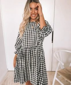 Ebby And I Vacation Dresses Breonna Dress - Black Gingham