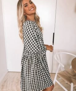 Ebby And I Vacation Dresses Breonna Dress - Black Gingham