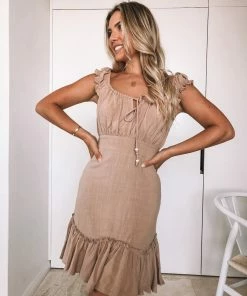 Valeria Montee Dress - Faded Tan CLOTHING