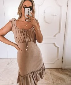 Valeria Montee Dress - Faded Tan CLOTHING