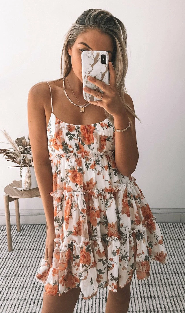 Sasha Clothing Dreama Dress - Orange Print DRESSES 9 Sasha Clothing Dreama Dress - Orange Print DRESSES