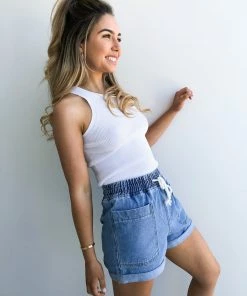 Style Box Pique Shorts - Blue CLOTHING