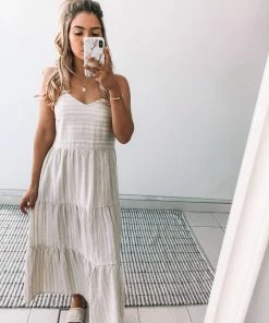 Style Box Filter Dress - Beige Stripe DRESSES
