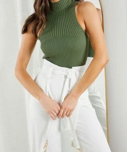 Qtrend Fashion PTY LTD Pickle Knit Top - Khaki CLOTHING